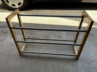 wood and metal shoe rack
