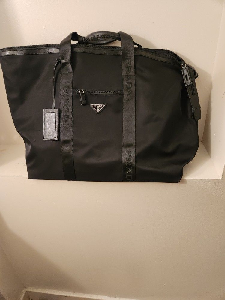 Re-Nylon and Saffiano leather duffle bag