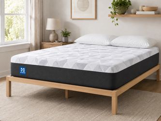 Sealy Full Mattress + Solid Wood Bed Frame – Barely Used.