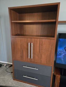 Ikea TV Entertainment Center 4 Drawers Fits Over 65 Inch TV 6 Shelves Inside Doors