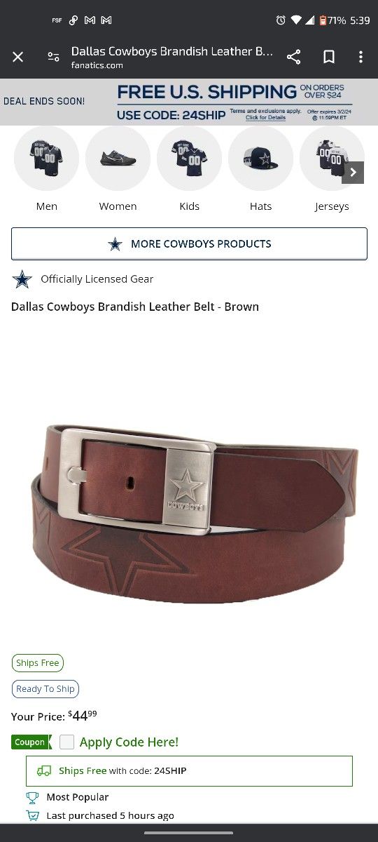 Dallas Cowboys Belt 