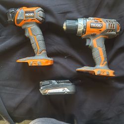 RIDGID 3 Piece Set Flashlight,1/2 Inch Power Drill, Lithium 2ah Battery
