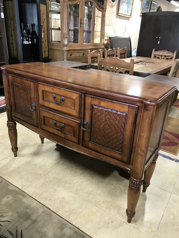Tommy Bahama Style Wood Rattan Buffet Server For Sale In Fort