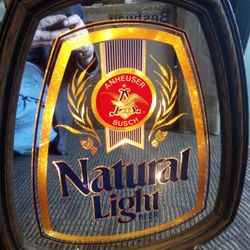 vintage Anheuser-Busch Natural Light beer mirror sign. 