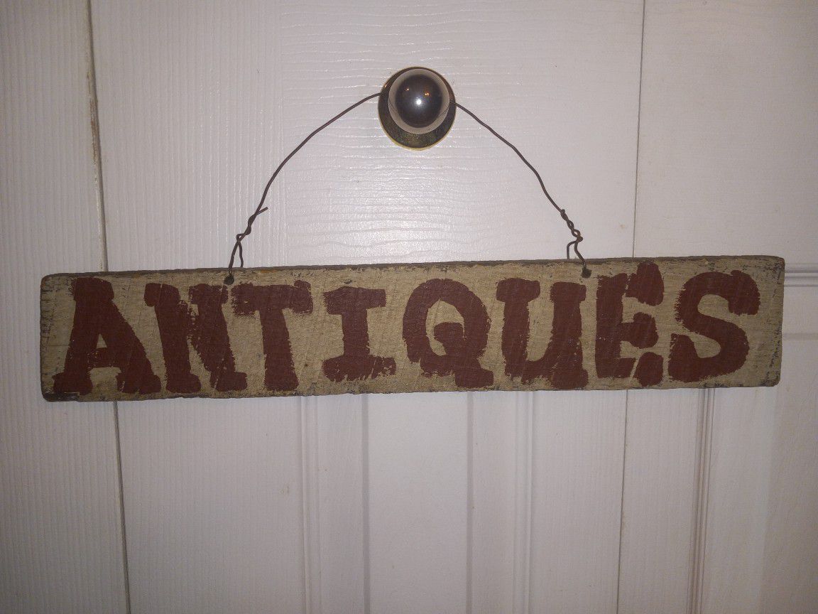 Wooden Rustic Antiques Sign