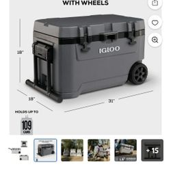Igloo Overland 72 Quart Cooler with Wheels. Similar in Performance to Yeti