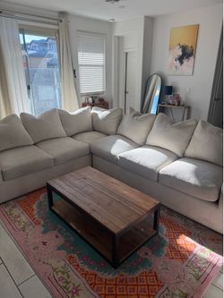 René Cazares Designer Modular Sectional + Matching Swivel Chair | Goose Down Cushions