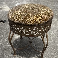 Leopard Print Vanity Stool