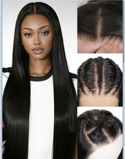 New-13x6 Lace Front Wigs Human Hair 24 Inch Straight Wigs Human Hair Lace Front Wigs for Women 180% Density Natural Black Wig HD Transparent Lace Clos
