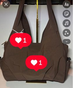 Brown Nylon Shoulder Tote Bag