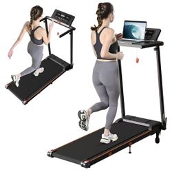 Foldable Treadmill with Incline Treadmill with Home Removable Desk Workstation 3 in 1 Folding Small Compact Walking Treadmills 300 Lbs Capacity for Ho