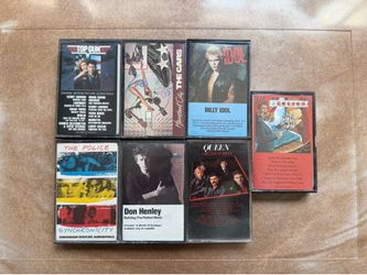 Cassette tapes (Queen, Police, Cars, etc)