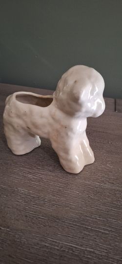 Vintage cream glazed ceramic animal figurine planter