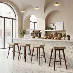 Divat Beige & Walnut Counter Stool (Set of 2)