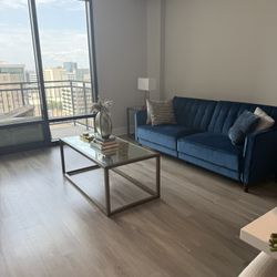 Blue  Tufted Couch x Sleeper 