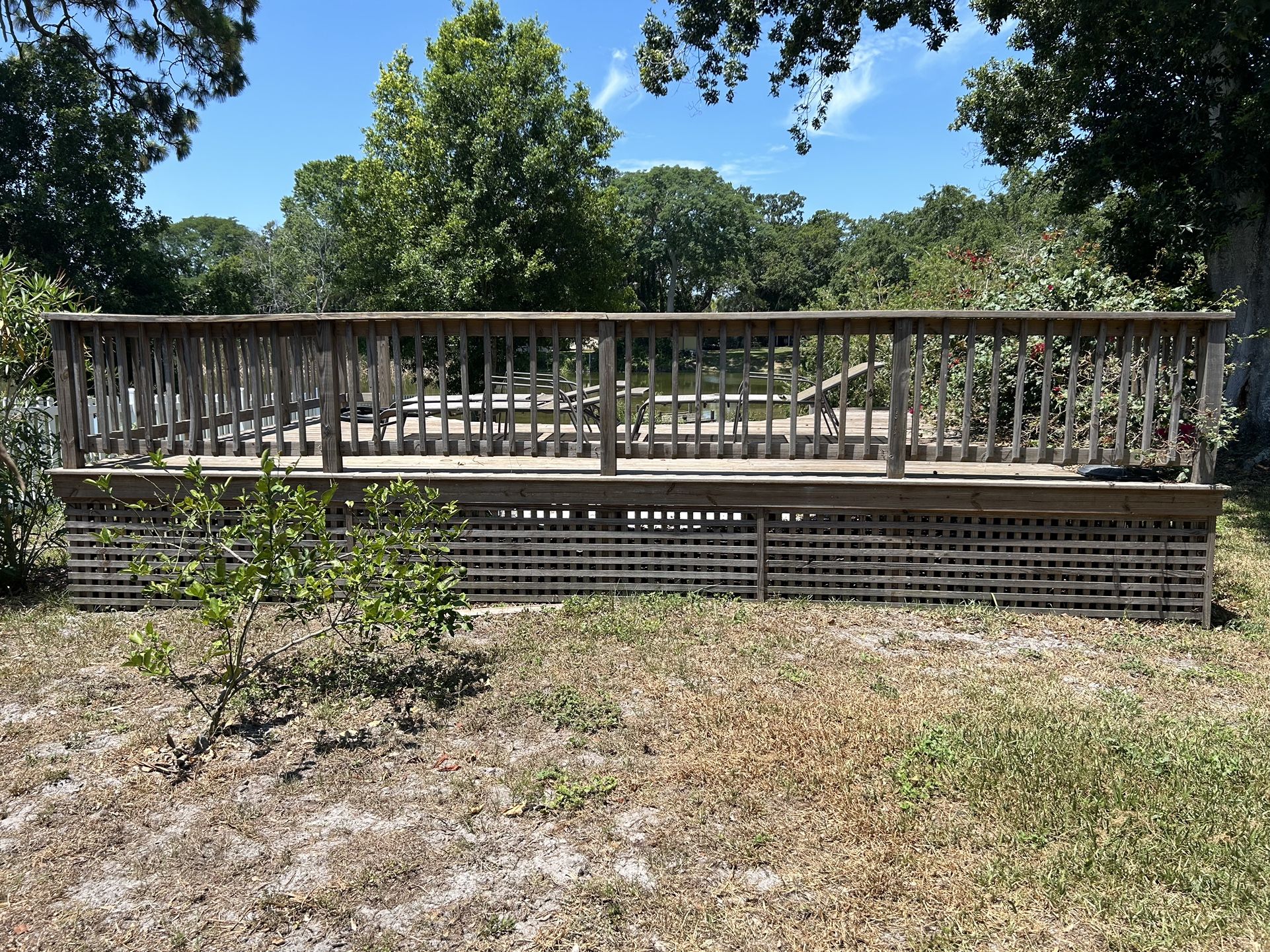 16’D x 20’L Beautiful Wood Deck for 15’ above Ground Pool