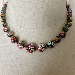 Vintage  Millefiori  graduated  choker necklace  Multicolored 