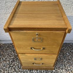 Vintage Two Drawer Oak Locking File Cabinet 