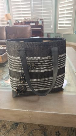 Woven Tote Bag with Leather Handles for the beach