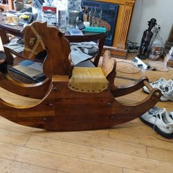 Vintage Child Hand Made Rocking Horse Antique Equestrian Home Decor 