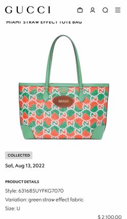 Gucci Miami Straw Effect Tote Bag