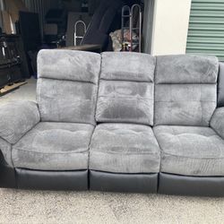 Black And Gray Power Sofa And Loveseat Recliner 