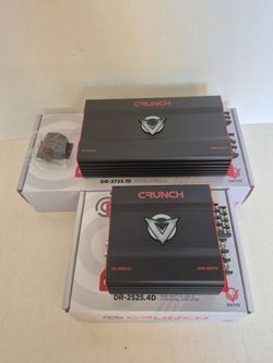 CRUNCH 2525 WATTS 4 CHANNEL BUILT IN CROSSOVER & 3725 WATTS MONOBLOCK 1 OHM STABLE BUILT IN CROSSOVER WITH BASS CONTROL CAR AMPLIFIER