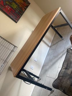 Wood Top Desk with Metal Frame/Work Bench