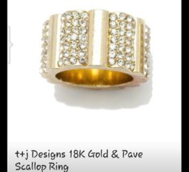 Gold Pave Scalloped Ring 6/7