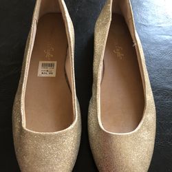 American Eagle Gold Glitter Flats In Size 8 1/2