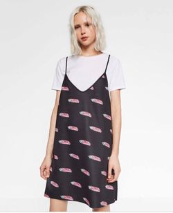 Zara Black Chewing Gum Printed Dress
