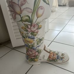 Large Antique, Ceramic Umbrella, Holder, Or Planter Boot