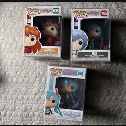Funko Pop Evangelion - Asuka, Rei, Vocaloid - Hatsune Miku V4X , 635, 745, 960