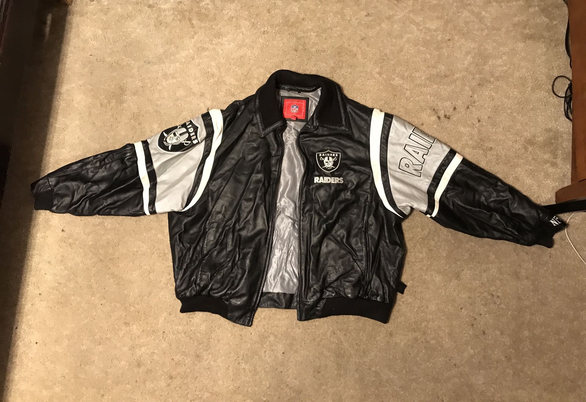 Vintage 90s leather Raiders Jacket