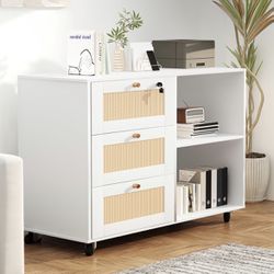 3-Drawer Wood File Cabinet with Lock