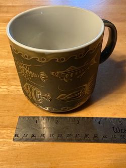 Ceramic Coffee Mug with Embossed Sea Creatures Design