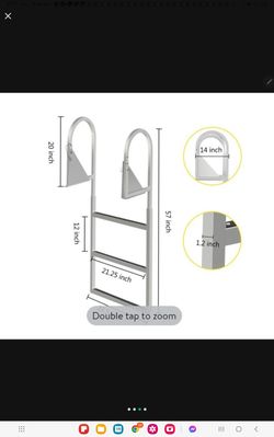 21-Inch Wide Step, Aluminum Boat Ladder Removable Dock Stairs w/ Handrail Flip-Up Marine Boarding Dock