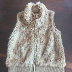 Arizona Jeans Co Faux Fur Full Zip Sweater Vest Women's size Large