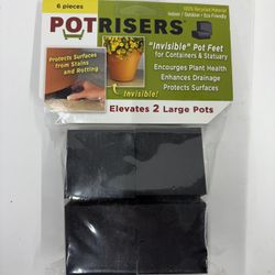 Potrisers Invisible Pot Feet Black Large 2" Size, 6 Pack