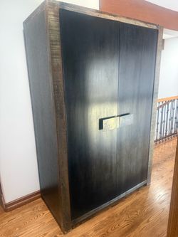 Large Dark Wood Armoire Cabinet