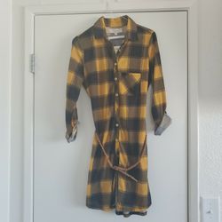 Plaid Long Sleeve Shirt Dress