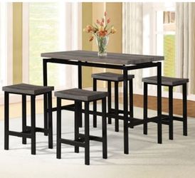 Brown  5 Pcs Table with 4 stools