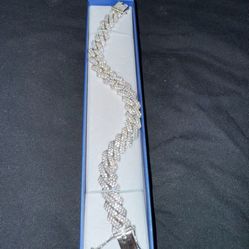 8.5 in Sterling silver 14 mm Moissanite bracelet 