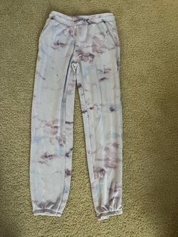 Athleta Girl purple and white tie-dye sweatpants