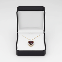 14K Sythetic Ruby Heart & Lab Diamond Pendant & 18" Box Chain - 0.41ct