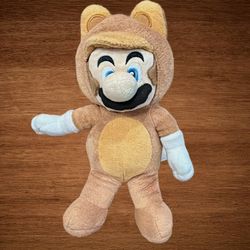 SUPER MÁRIO 3D LAND. MARIO RACOON PLUSH. 2013 STUFFED TOY 8”