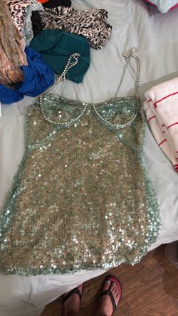 Green sequin dress