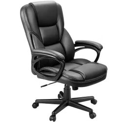 Big and Tall Black Leather High Back Executive Chair with Swivel Seat