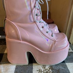 demonia pink platform boots