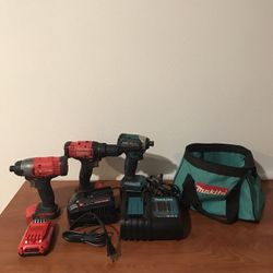 Makita And Craftsman Drill Set Batteries Included